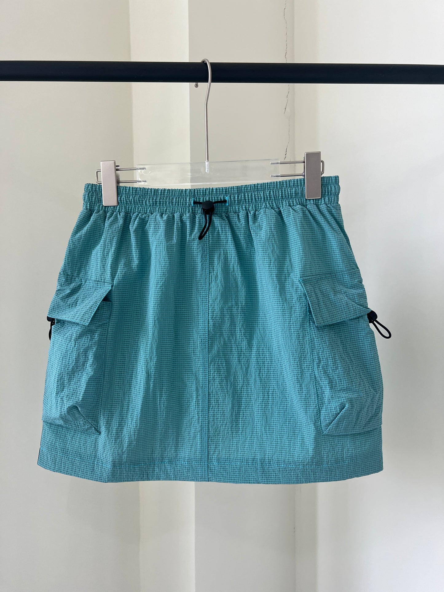 Dark Checkered  Drawstring Mini Skirt