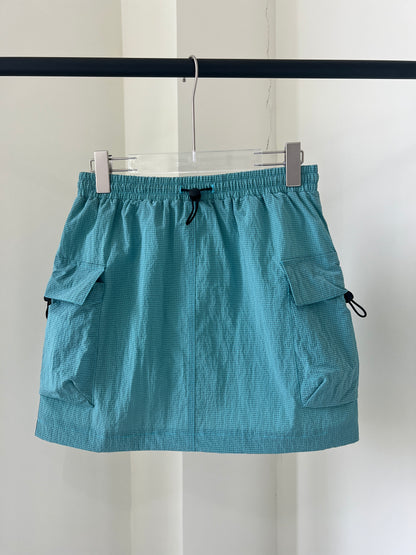 Dark Checkered  Drawstring Mini Skirt