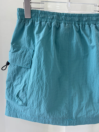 Dark Checkered  Drawstring Mini Skirt