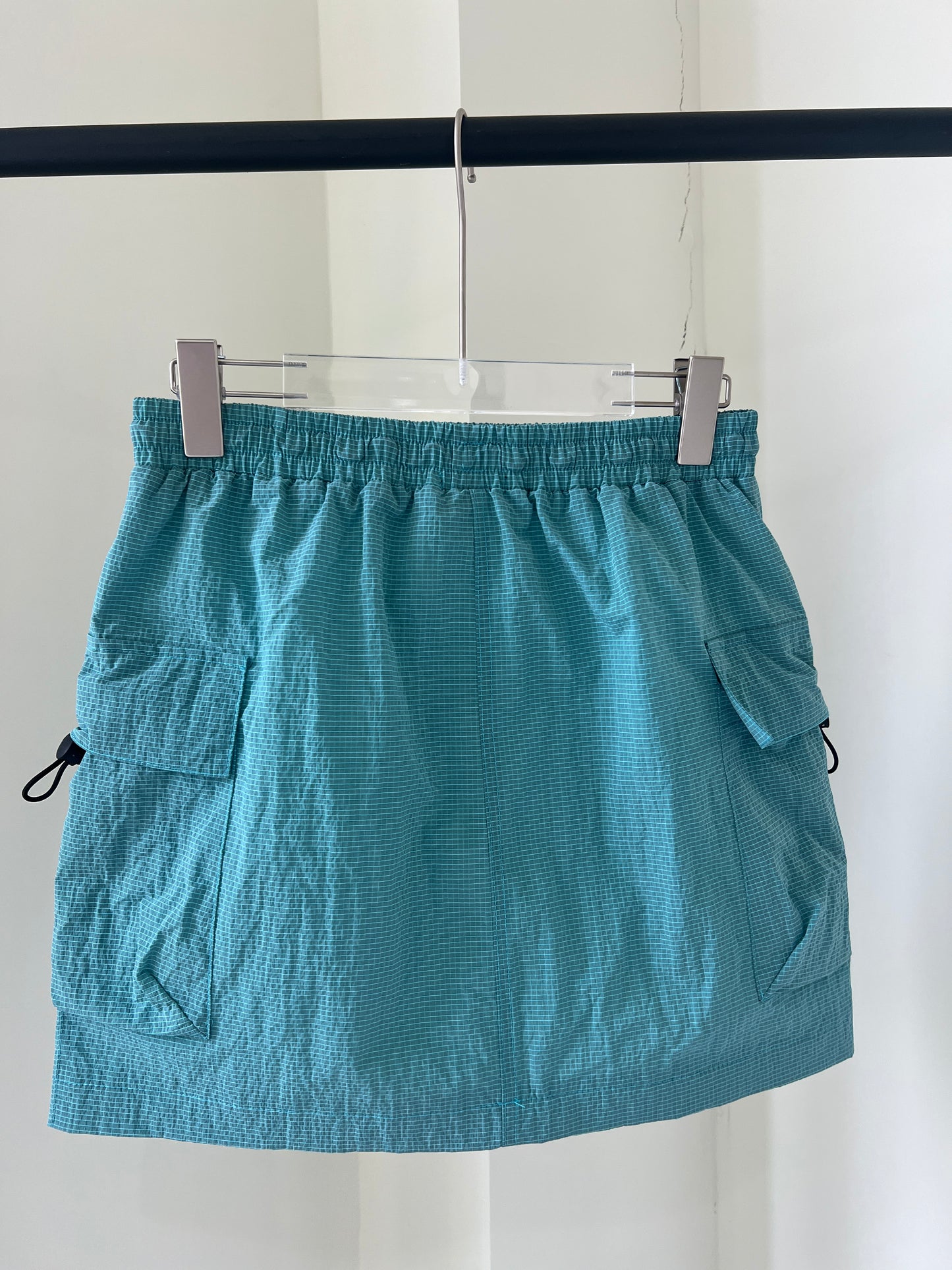 Dark Checkered  Drawstring Mini Skirt