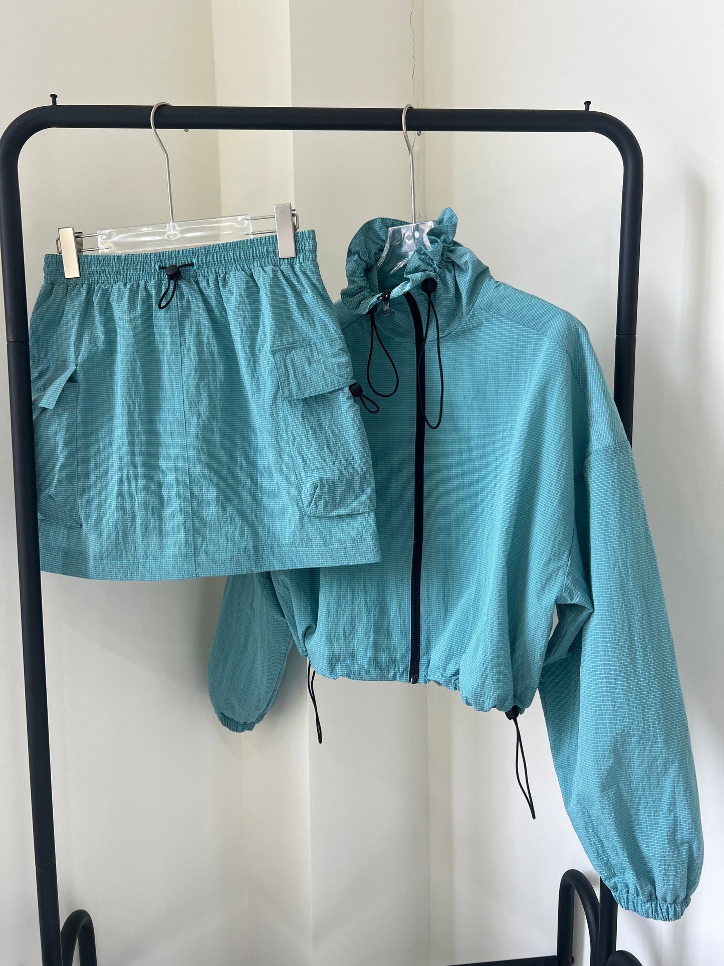 Dark Checkered  Drawstring Mini Skirt