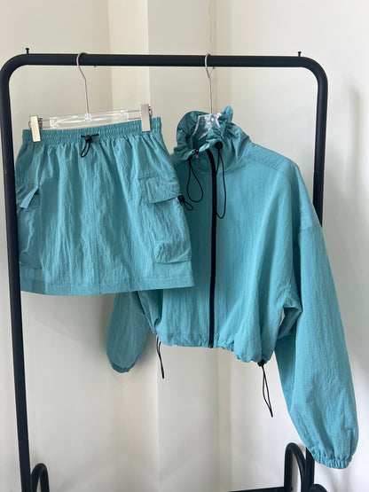 Dark Checkered  Drawstring Mini Skirt