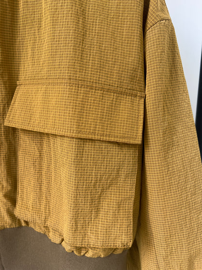 Brown Yellow Checkered  Double-Pocket Cropped Jacket