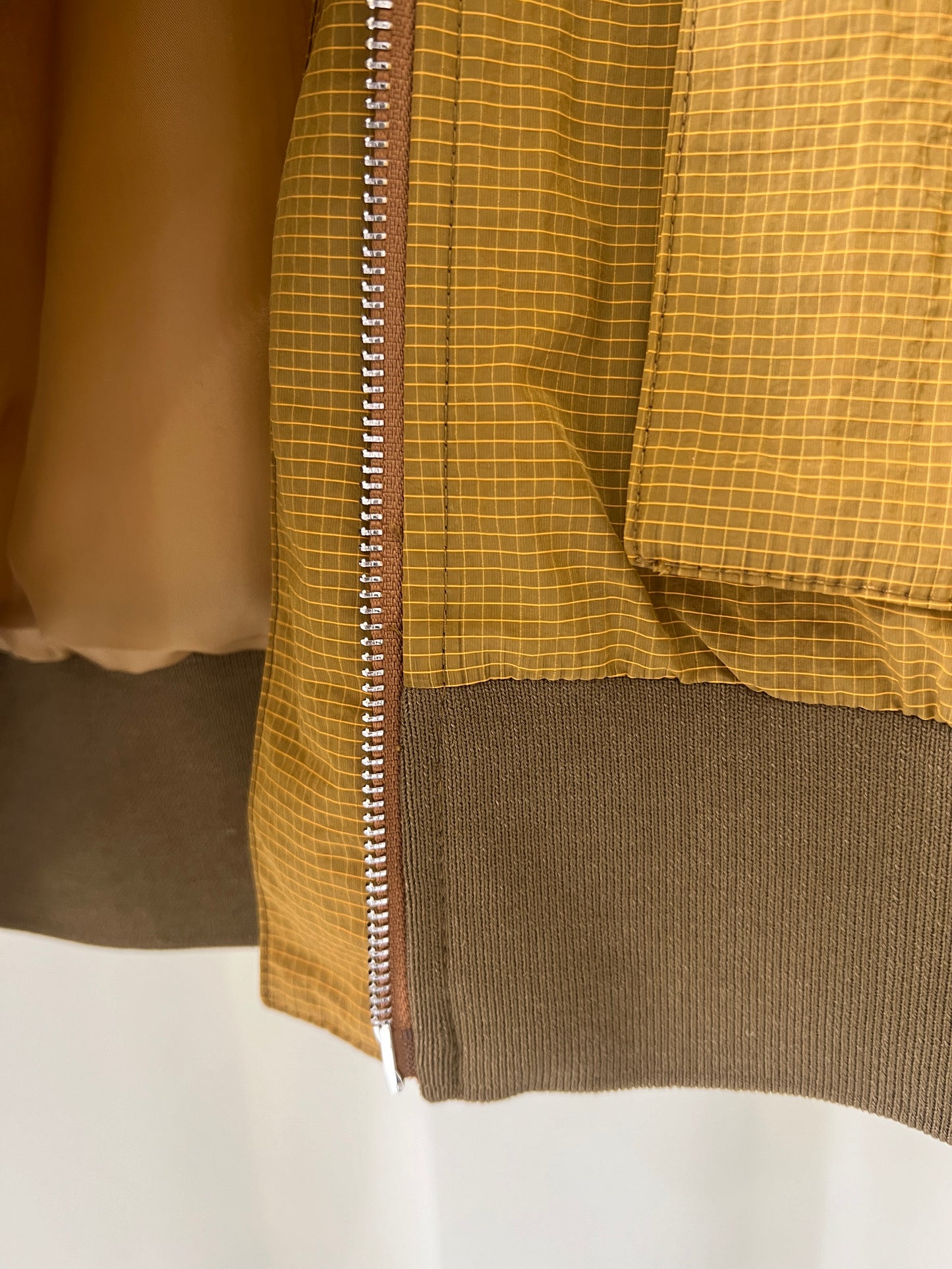 Brown Yellow Checkered  Double-Pocket Cropped Jacket