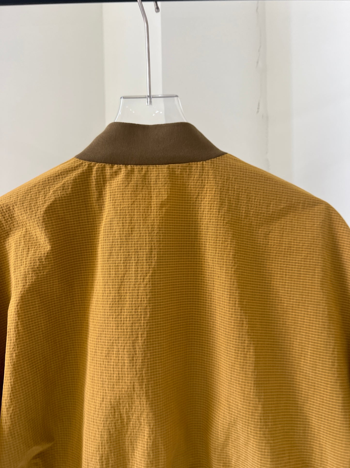 Brown Yellow Checkered  Double-Pocket Cropped Jacket