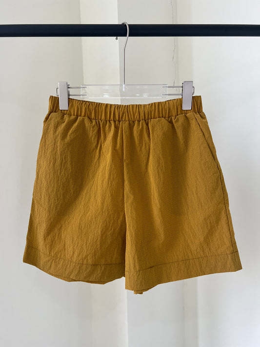 Brown Yellow  Checkered Shorts
