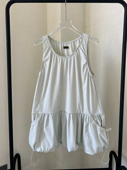 Pleated  Drawstring Dress