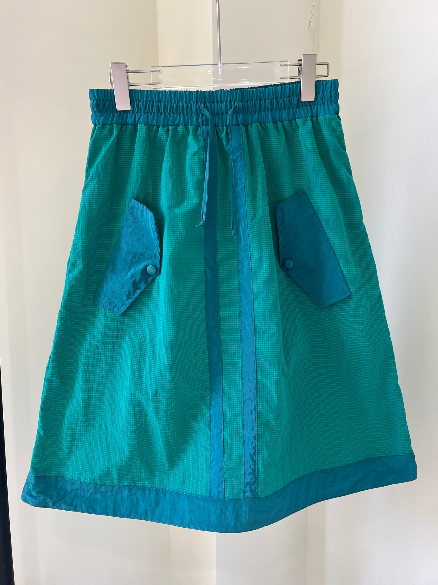 Dark Checkered  Color-Block Maxi Skirt