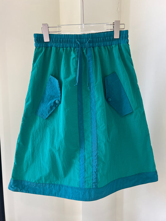 Dark Checkered  Color-Block Maxi Skirt