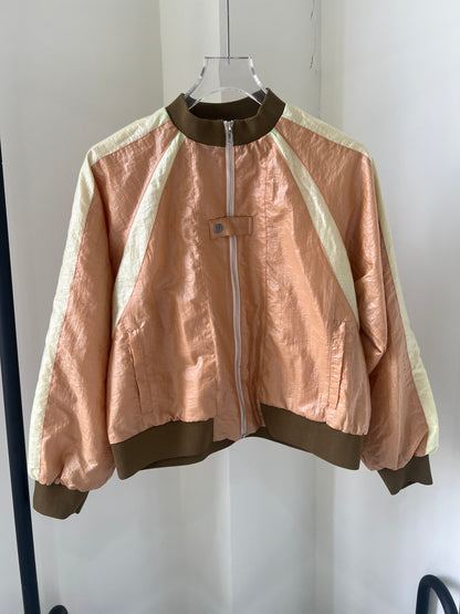 Paneled zip-up shirt