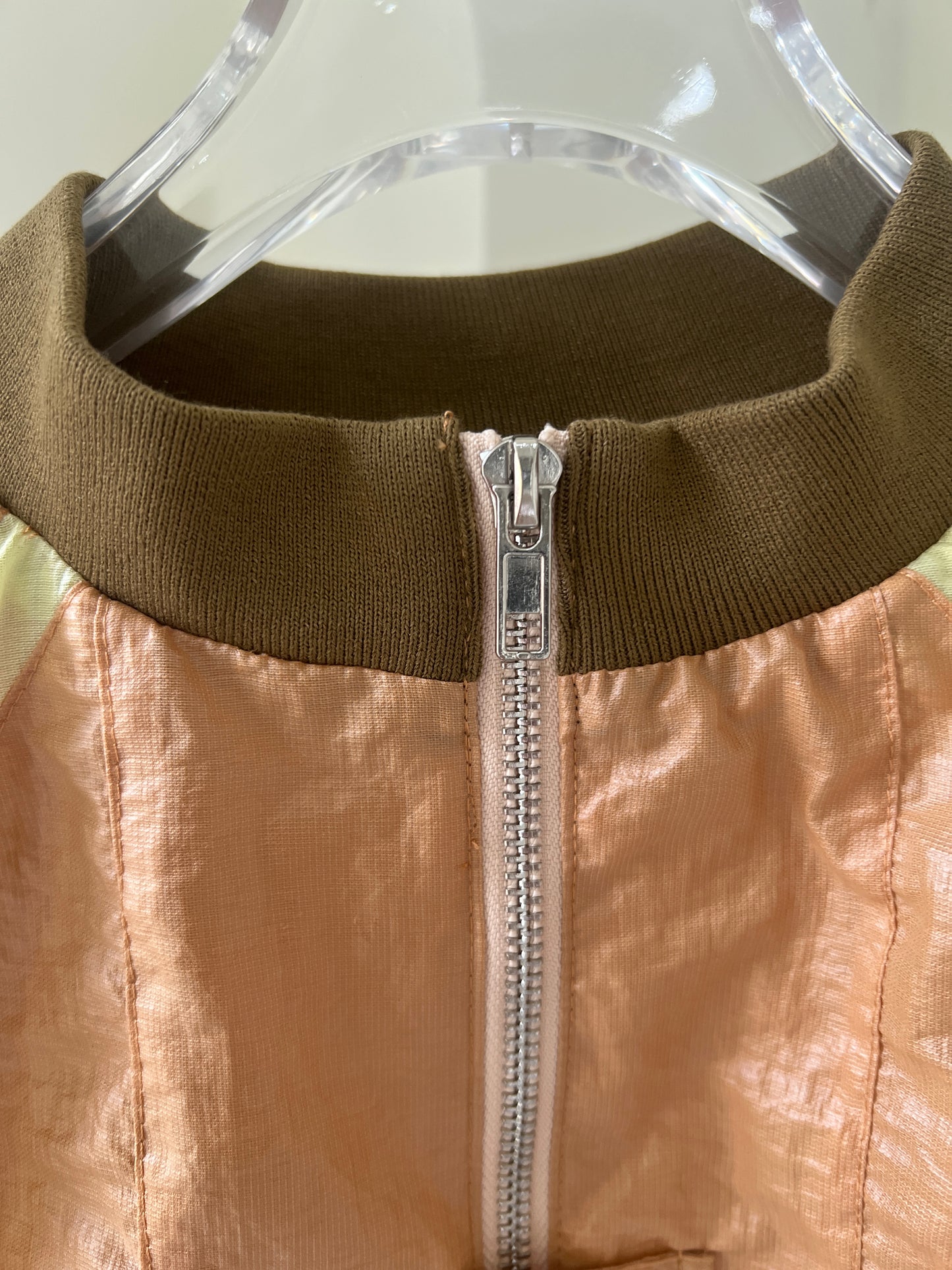 Paneled zip-up shirt