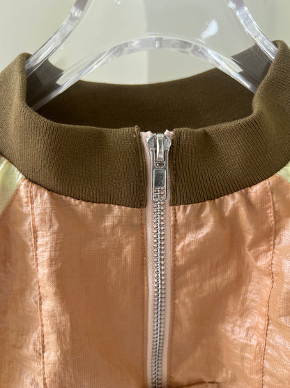 Paneled zip-up shirt