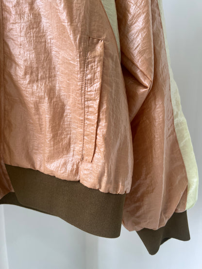 Paneled zip-up shirt