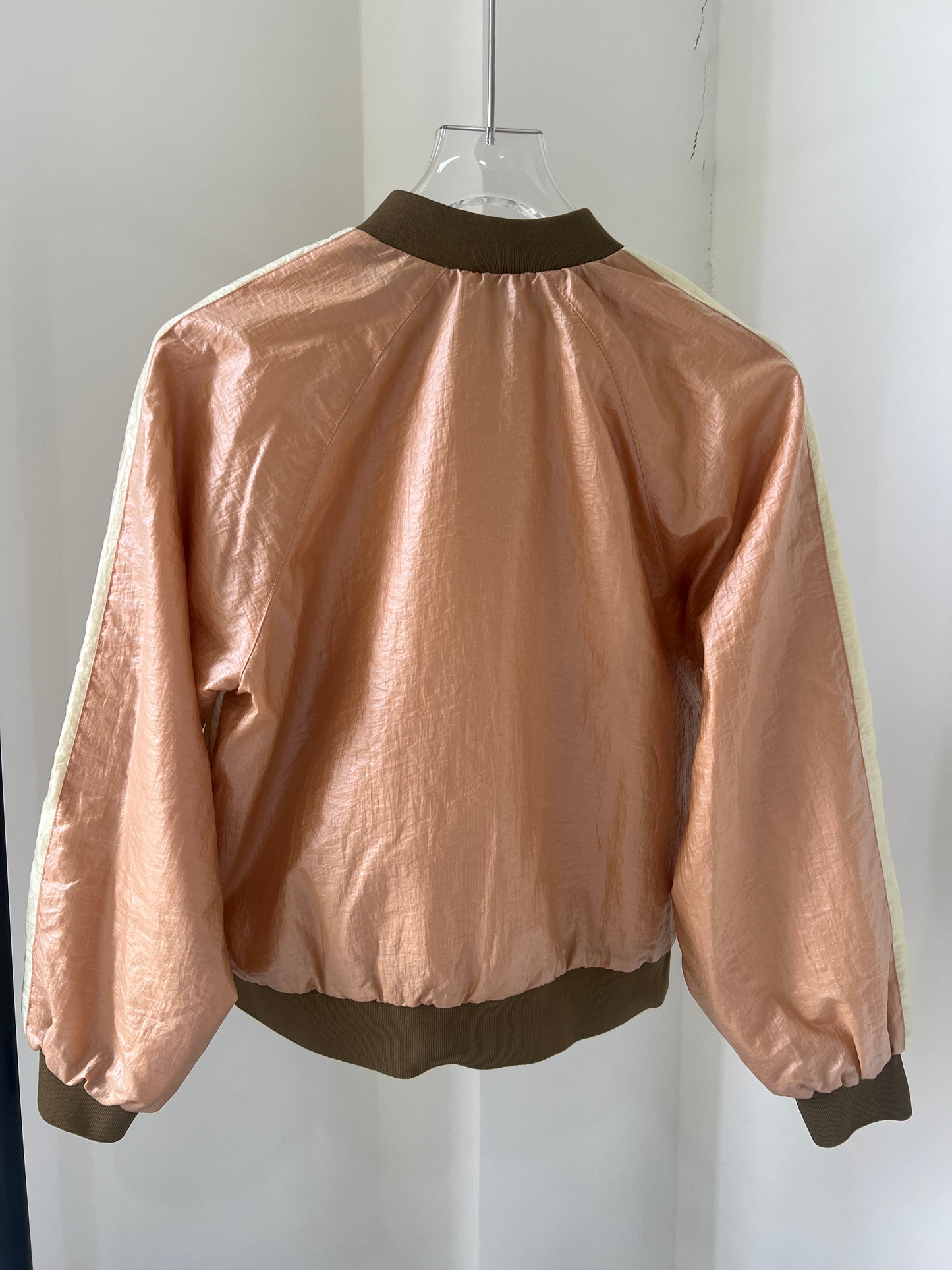 Paneled zip-up shirt