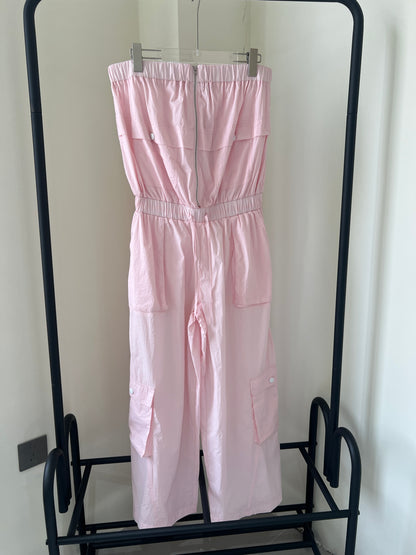 Pink strapless  utility jumpsuit