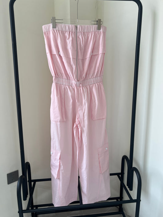Pink strapless  utility jumpsuit