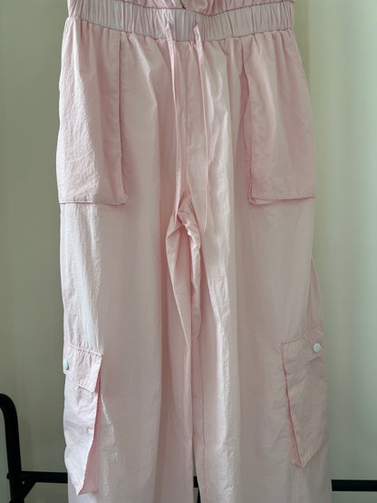 Pink strapless  utility jumpsuit