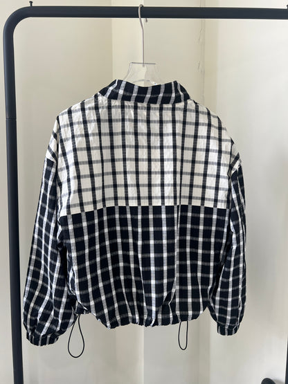 Plaid bubble zip top