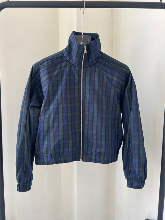 Plaid Wide-Sleeve Zip Top