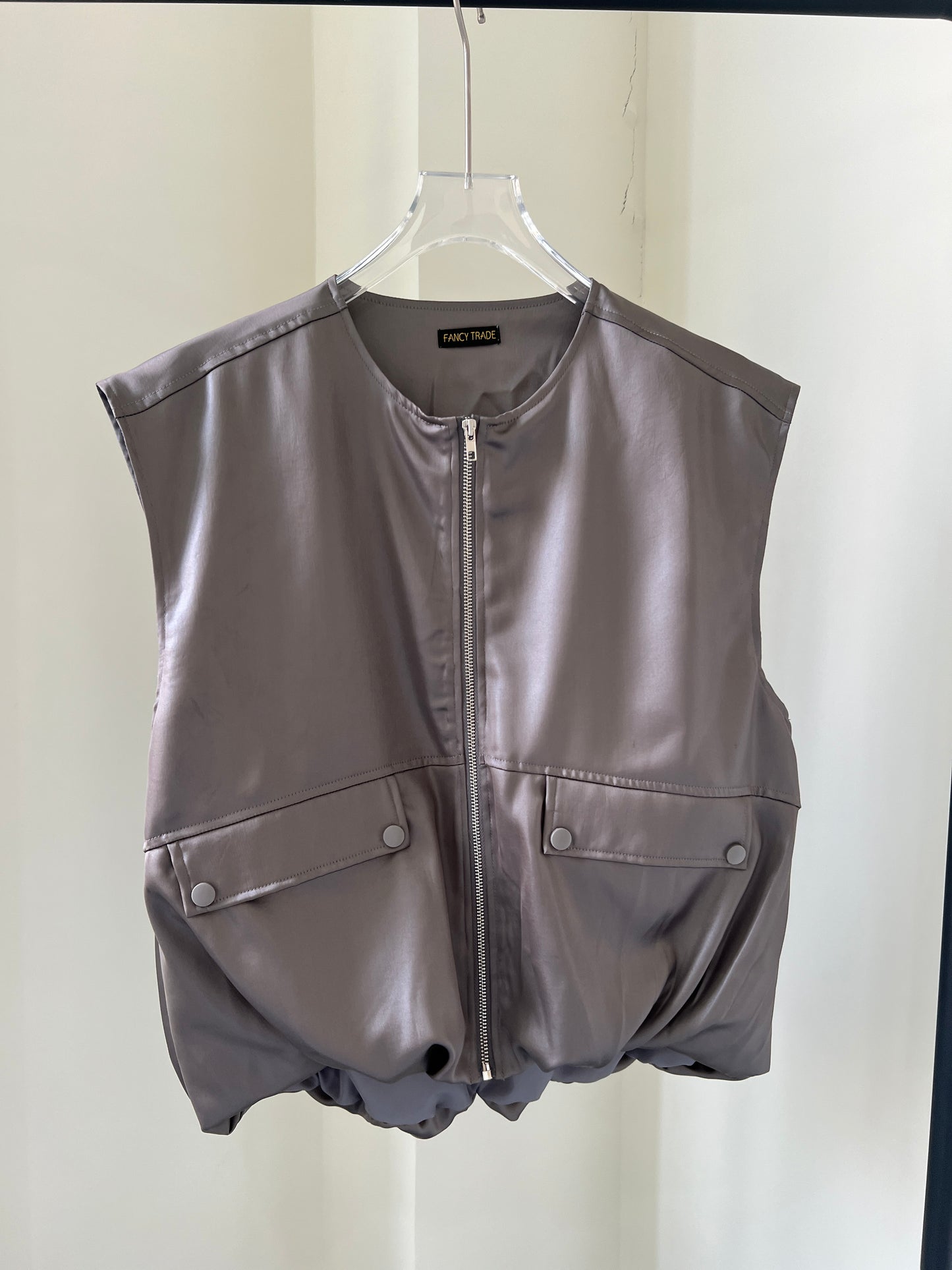 Gray Acetate Casual Vest