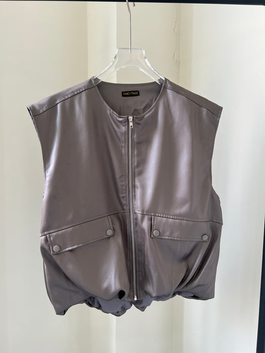 Gray Acetate Casual Vest