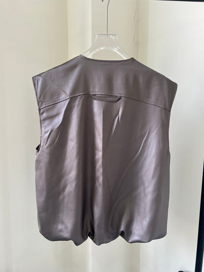 Gray Acetate Casual Vest