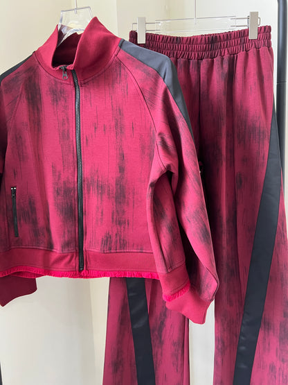 Red Color-Blocked Lounge Pants