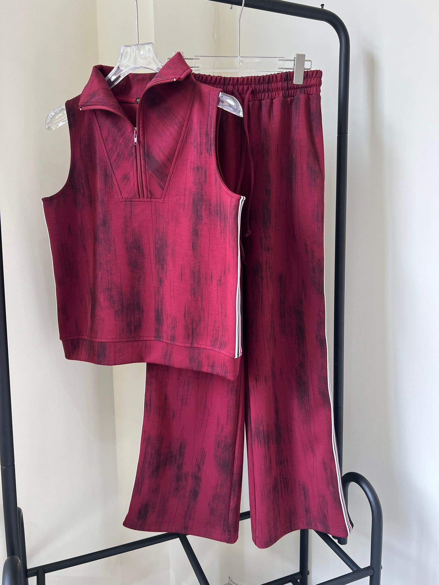 Wide-Leg Athletic Knit Pants