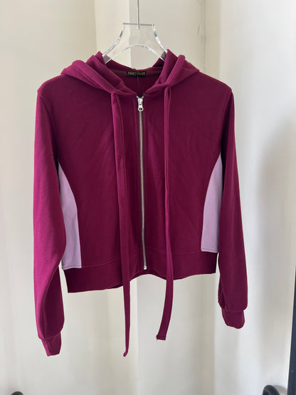 Color-Blocked Hooded Zip-Up Sweatshirt