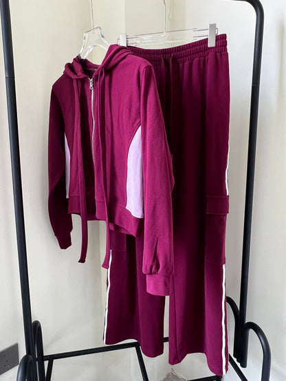 Color-Blocked Hooded Zip-Up Sweatshirt