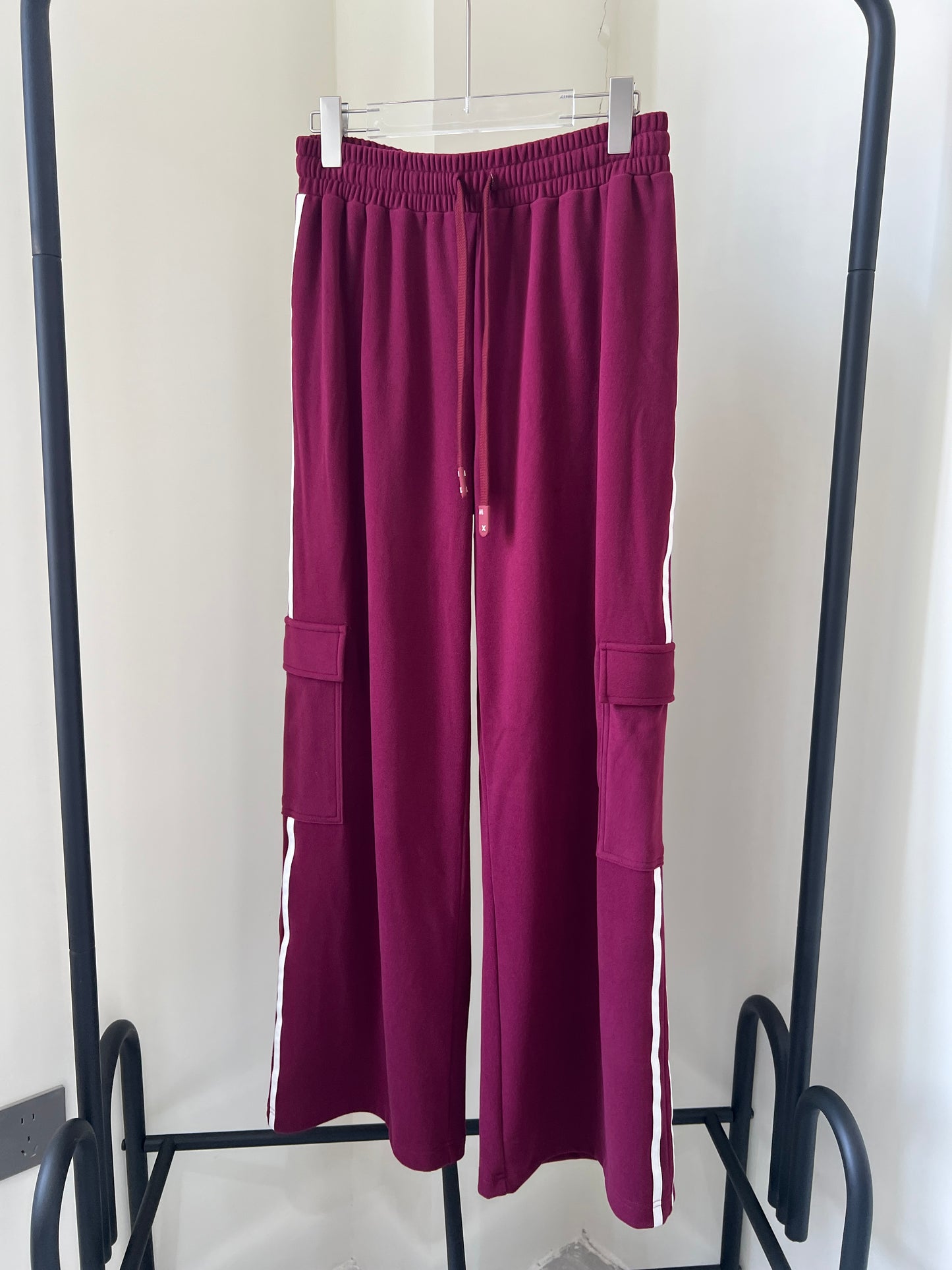 Women Casual Color Block Striped Drawstring Waist Cargo Long Pants