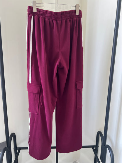 Women Casual Color Block Striped Drawstring Waist Cargo Long Pants