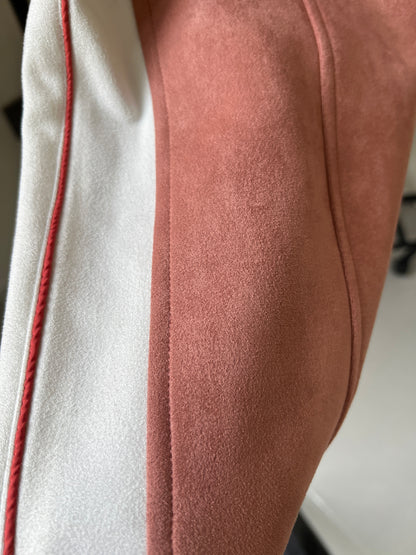 Suede Contrast-Color Wide-Leg Pants