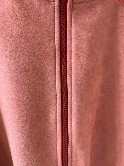 Suede Piped Stand-Collar Zipper Jacket