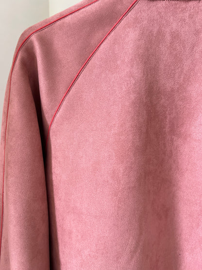 Suede Piped Stand-Collar Zipper Jacket