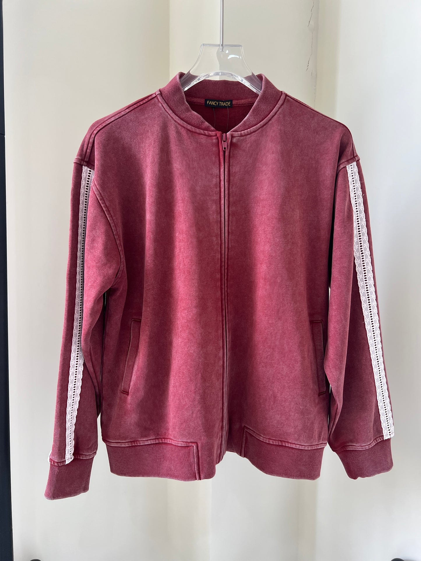 Washed Lace Paneled Sport Jacket