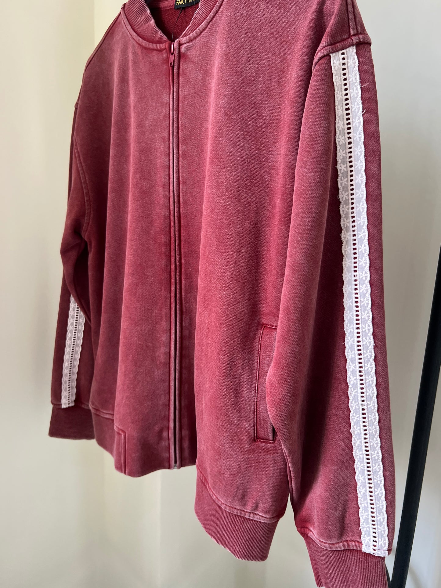 Washed Lace Paneled Sport Jacket