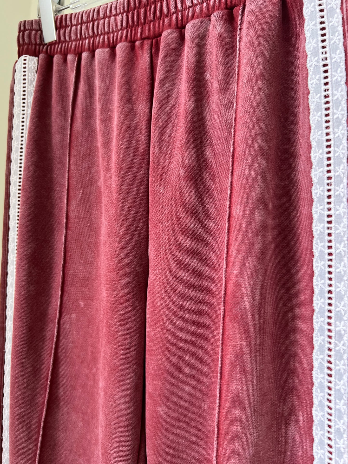 Washed Lace Paneled Sport Pants