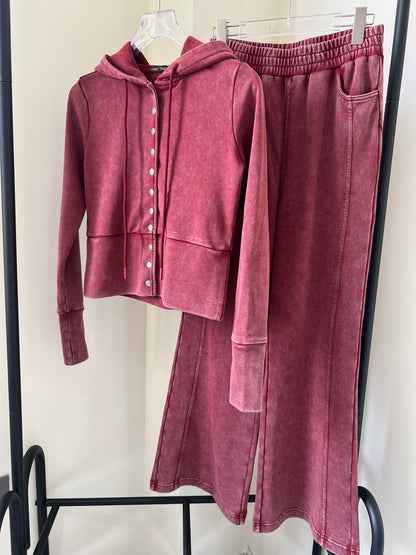 Women's Wide-Leg Washed Fabric Pants