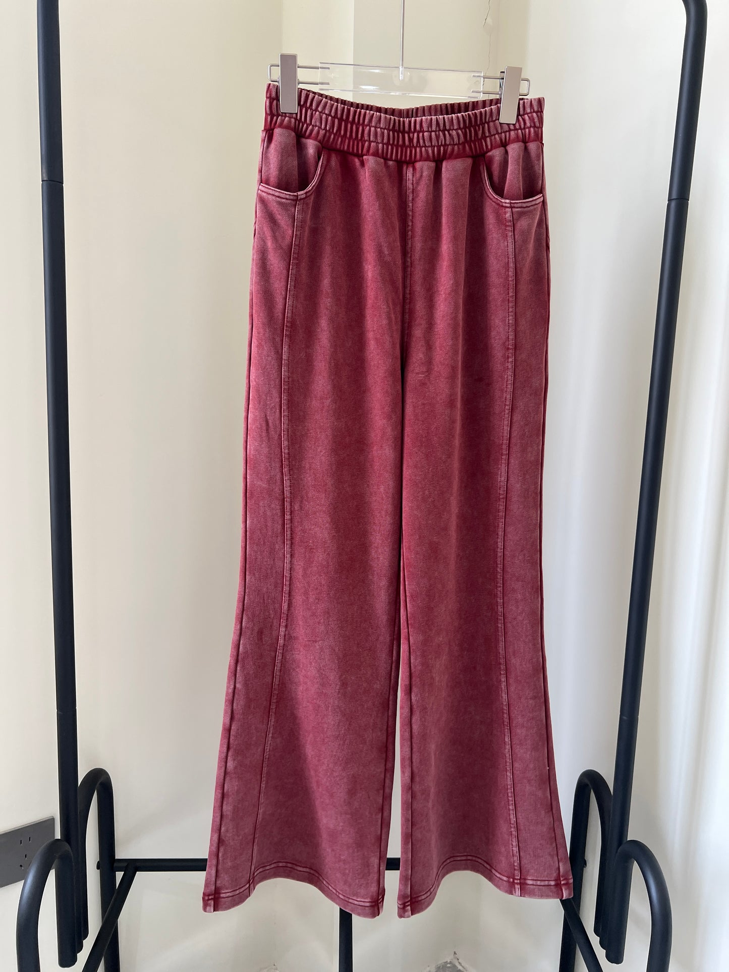 Women's Wide-Leg Washed Fabric Pants