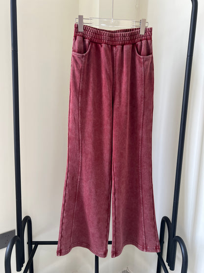 Women's Wide-Leg Washed Fabric Pants
