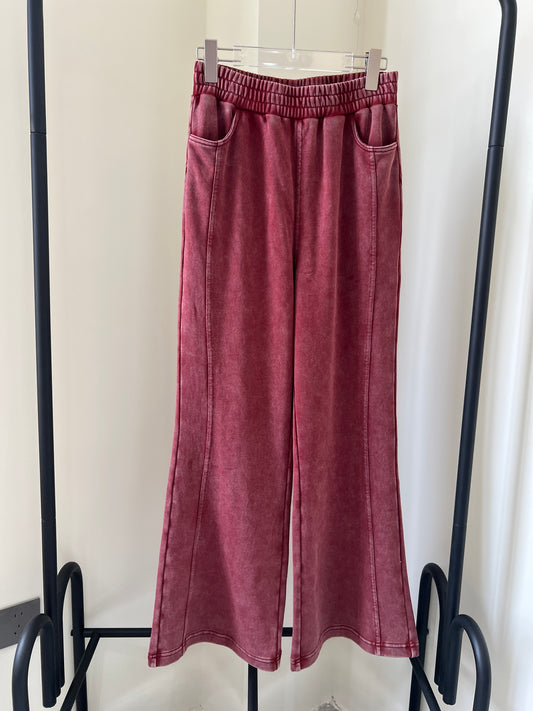 Women's Wide-Leg Washed Fabric Pants