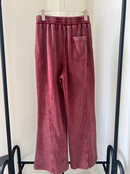 Women's Wide-Leg Washed Fabric Pants